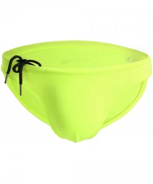 Briefs Men's Fashion Low-Rise Swimming Briefs Pure Color Bikini Swimwear 1156 - Yellow - CL18GNWOA7C