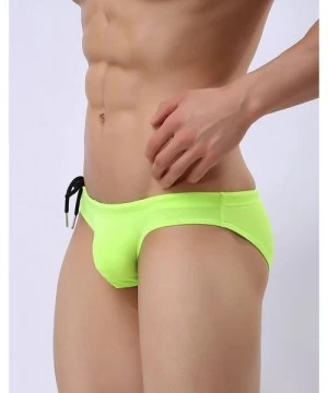 Briefs Men's Fashion Low-Rise Swimming Briefs Pure Color Bikini Swimwear 1156 - Yellow - CL18GNWOA7C