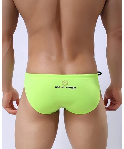 Briefs Men's Fashion Low-Rise Swimming Briefs Pure Color Bikini Swimwear 1156 - Yellow - CL18GNWOA7C