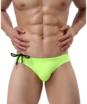 Briefs Men's Fashion Low-Rise Swimming Briefs Pure Color Bikini Swimwear 1156 - Yellow - CL18GNWOA7C