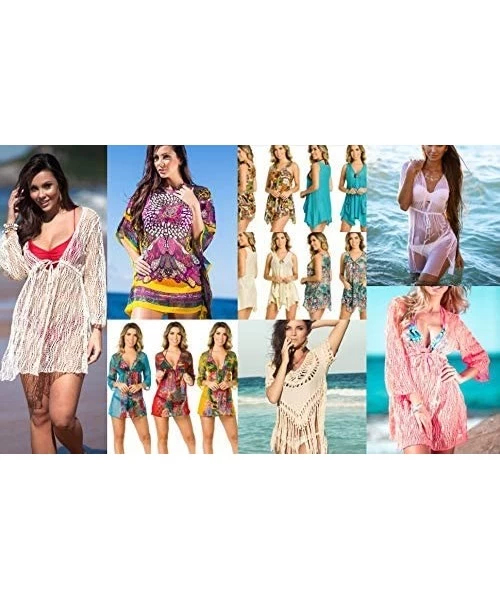 Cover-Ups Women's Swimsuit Beach Cover Up Shirt Bikini Tunic Dress Blouse Bathing Suit Coqueta Swimwear - B.pink Chiffon - CD...