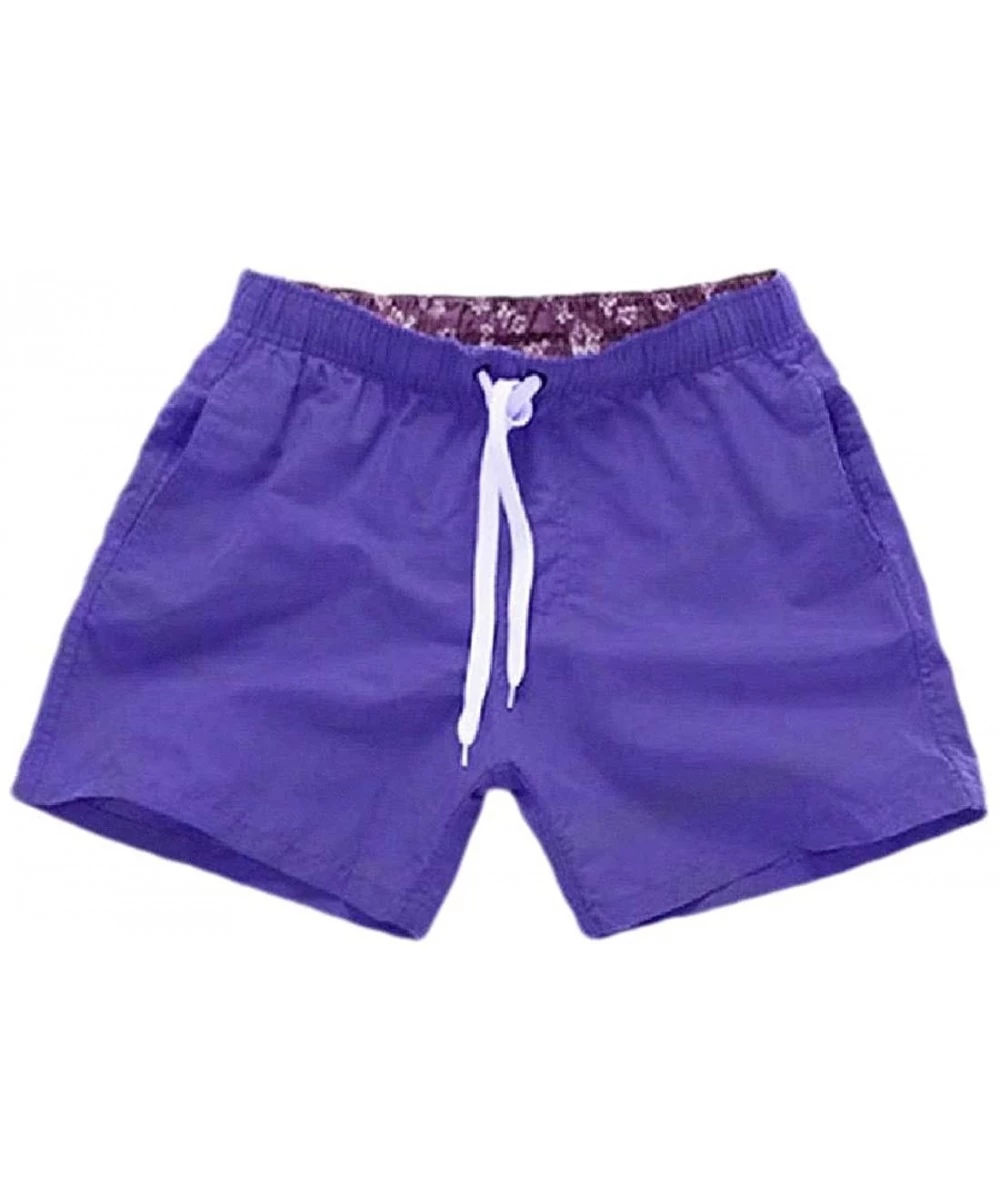 Briefs Mens Swimming Shorts Swimwear Swimsuit Boardshorts with Pocket - Purple - CO18UZMXTZ7