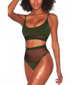 Sets Women's Sexy 2 Pieces Bikini Set High Cut Cheeky Swimsuit Swimwear - Army Green - CA18CQW8ID8