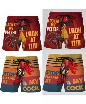 Trunks Men's Summer Holiday Drawstring Shorts Casual Cock Printed Beach Pants Swim Trunks-Look at My Pecker-Look at IT - G-re...