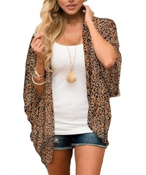 Cover-Ups Women's Batwing Sleeve Floral Chiffon Cardigan Kimono Beachwear Cover Up - Coffeeleopard9012 - CE198GA5YG9