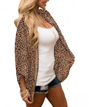 Cover-Ups Women's Batwing Sleeve Floral Chiffon Cardigan Kimono Beachwear Cover Up - Coffeeleopard9012 - CE198GA5YG9