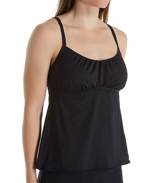 Tankinis Women's Tankini Top Swimsuit with Molded Cup Detail - Castaway Black - CL12O8OFPK2