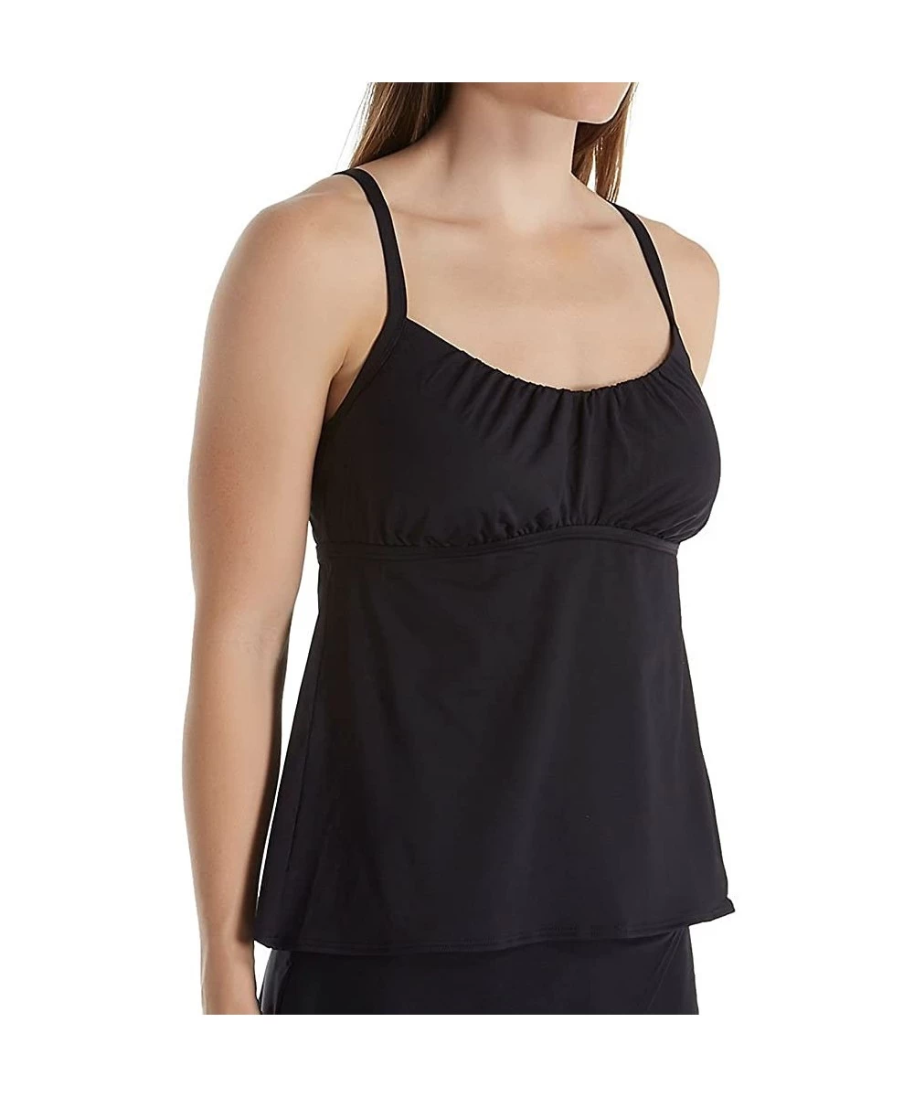 Tankinis Women's Tankini Top Swimsuit with Molded Cup Detail - Castaway Black - CL12O8OFPK2