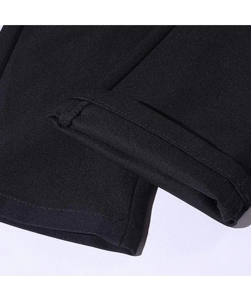 Rash Guards Men's Dress Pants Slim Fit Stretch Skinny Suit Pants Classic-Fit Flat Front Business Trousers - Black - CK192ZLUN9W