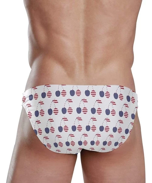 Briefs Mens Swim Bikini Briefs Green Dog Paw and Bone Prints Swimwear Surf Shorts Trunks - Funny Fruit Cherry Usa Flag - CB18...