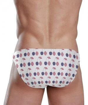 Briefs Mens Swim Bikini Briefs Green Dog Paw and Bone Prints Swimwear Surf Shorts Trunks - Funny Fruit Cherry Usa Flag - CB18...