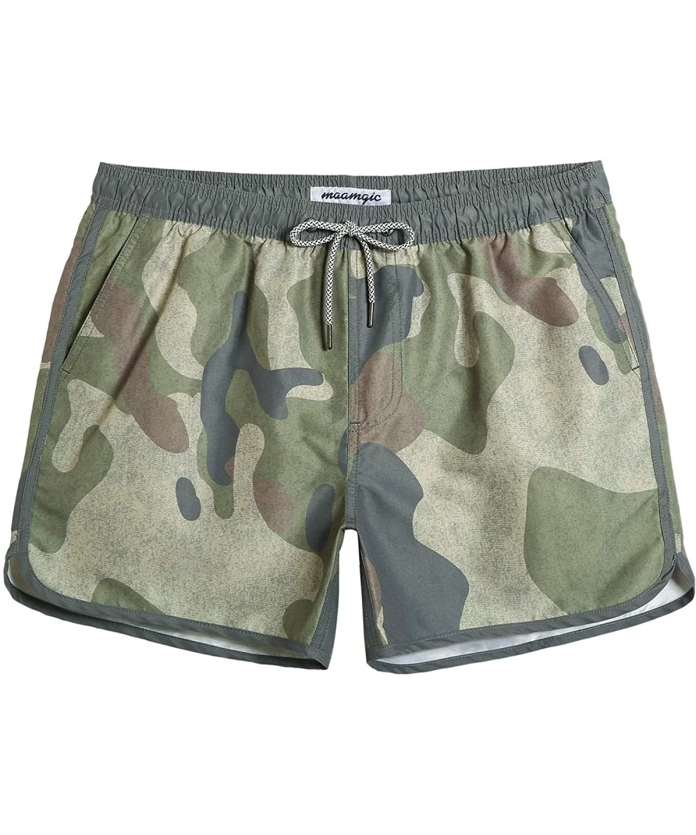 Trunks Mens Boys Short 80s 90s Vintage Swim Trunks with Mesh Lining Quick Dry Swim Suits Board Shorts - Camo - C018NNNMZSQ