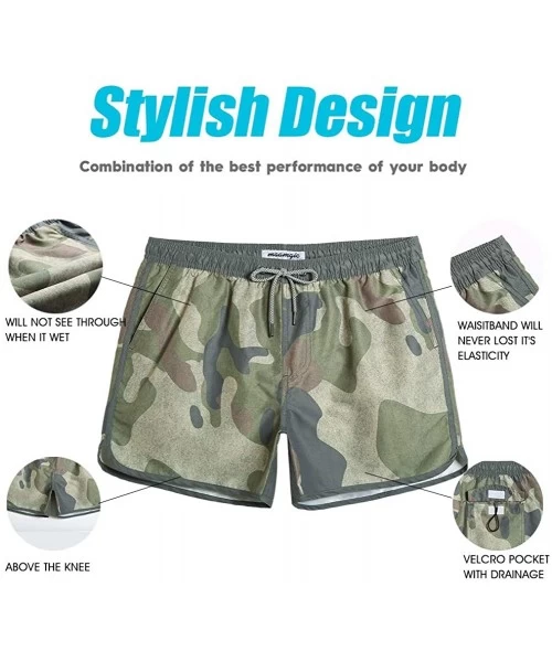 Trunks Mens Boys Short 80s 90s Vintage Swim Trunks with Mesh Lining Quick Dry Swim Suits Board Shorts - Camo - C018NNNMZSQ