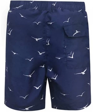 Racing Men's Beachwear Water Shorts Quick Dry Print Swimming Trunks with Pockets - Navy 01 - CC19533ODLO