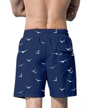 Racing Men's Beachwear Water Shorts Quick Dry Print Swimming Trunks with Pockets - Navy 01 - CC19533ODLO