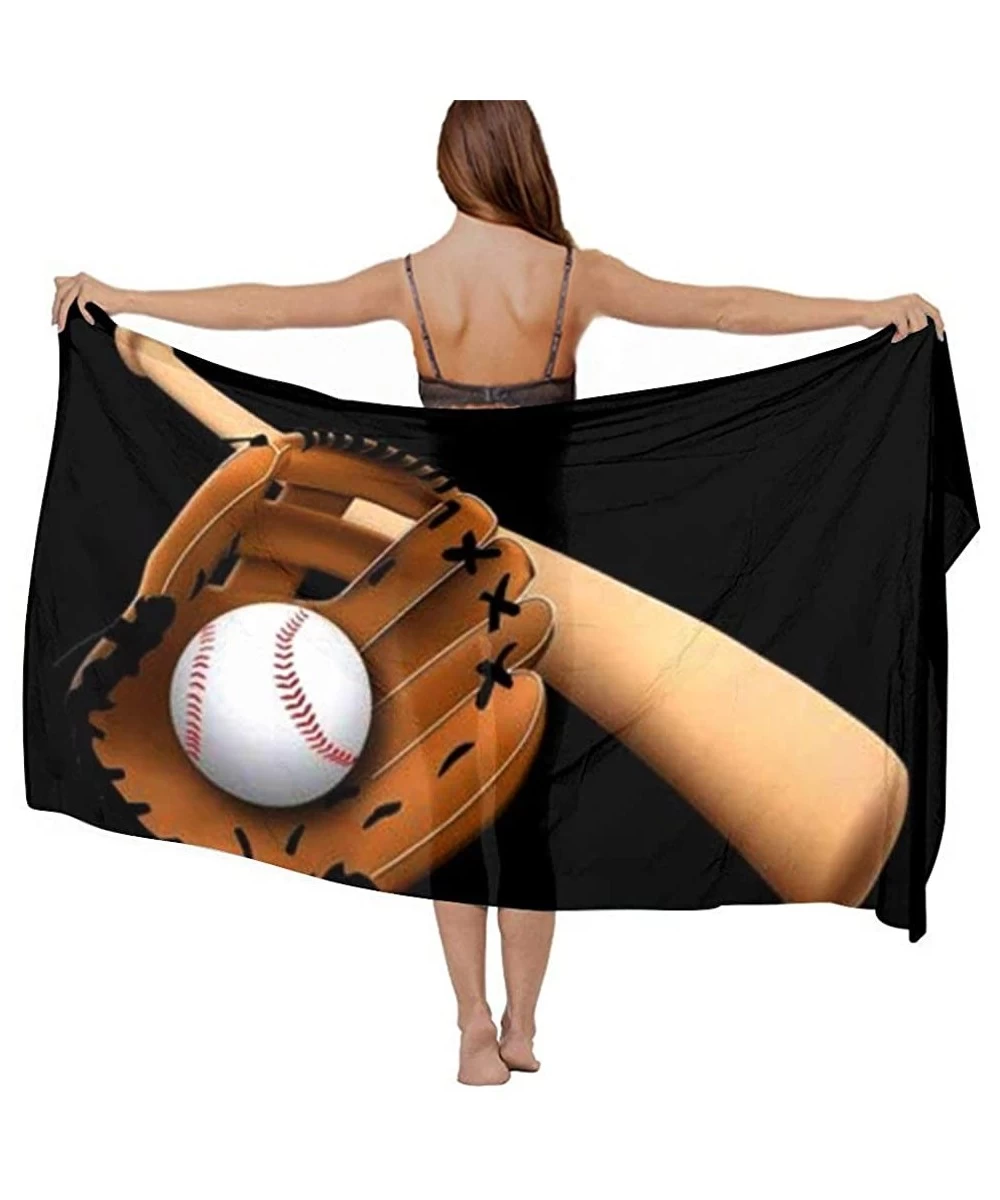 Cover-Ups Women Girls Fashion Chiffon Beach Bikini Cover Up Sunscreen Wrap Scarves - Baseball - CS190HIC7Z4