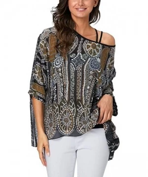 Cover-Ups Women's Bohemian Chiffon Blouse Batwing Sleeve Swimsuit Coverups - 4334 - C518W4ZEL58