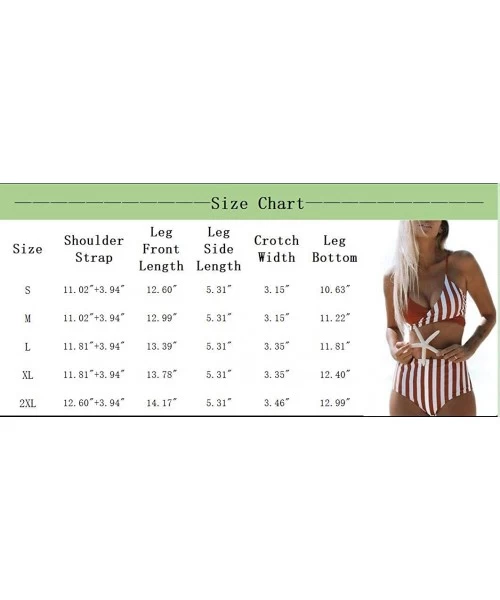 Sets Womens Sexy V Neck Wrap Bikini Strappy High Waisted Color Block Striped Cheeky Swimsuits - Red - CI1935OXG39