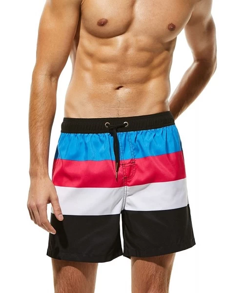 Racing Mens Sports Surfing Swimwear Board Shorts - 8301 Blue/Rose - CE18G9D9DOE