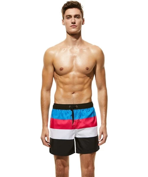 Racing Mens Sports Surfing Swimwear Board Shorts - 8301 Blue/Rose - CE18G9D9DOE