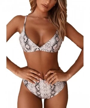 Sets Womens Sexy V Neck High Waist Triangle Cut Two Piece Bikini Sets Swimsuit - Snake Prined - C118M4O39U8