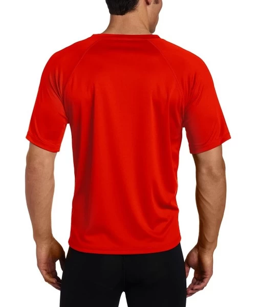 Rash Guards Men's Short Sleeve UPF 50+ Swim Shirt (Regular & Extended Sizes) - Red - C811BEKF3ZJ