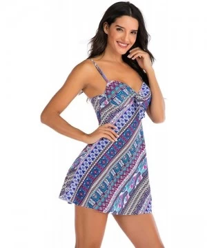 Racing Women's Two Piece Swim Dresses Polka Dot Swimsuit Plus Size Skirted Swimwear - Multi Color - CS193WCEOMO