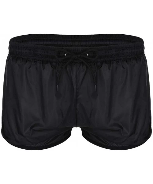 Board Shorts Mens Swim Trunks See-Through Drawstring Swimming Boxer Beach Shorts Swimsuits with Pocket - Black 2 - CA19C94HW3Y