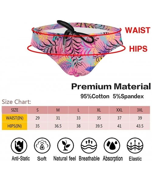 Briefs Men's Sexy Leaves Picture Tropcial Plant Low Rise Briefs Bikini Swimwear Swimsuit with Drawstring - Illustration Leave...