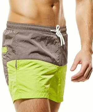 Trunks Mens Boys Short Colorblock Swim Trunks with Mesh Lining Quick Dry Mens Bathing Suits Swim Shorts - Green - CO18OKGAZQH