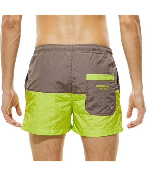 Trunks Mens Boys Short Colorblock Swim Trunks with Mesh Lining Quick Dry Mens Bathing Suits Swim Shorts - Green - CO18OKGAZQH