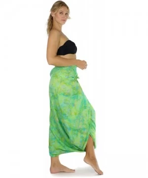 Cover-Ups Cool Lime Green Abstract Floral Plus Size Sarong - Fringeless Sarong - CI189Q0N30O