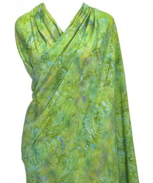 Cover-Ups Cool Lime Green Abstract Floral Plus Size Sarong - Fringeless Sarong - CI189Q0N30O