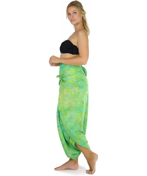 Cover-Ups Cool Lime Green Abstract Floral Plus Size Sarong - Fringeless Sarong - CI189Q0N30O