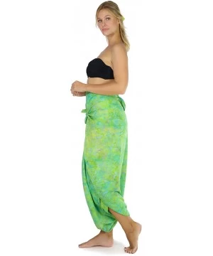 Cover-Ups Cool Lime Green Abstract Floral Plus Size Sarong - Fringeless Sarong - CI189Q0N30O