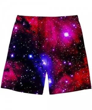 Trunks Quick Dry Mens Summer Beach Short Pants Air Mesh Drawstring Elastic Waist Trunks - Galaxy Space-2 - CS18NW6ECAD