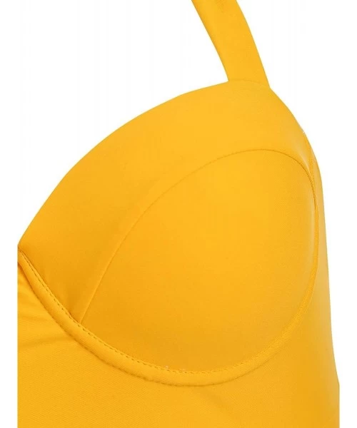 Sets Women Swimsuit Sunflower High Waisted Bottom Bathing Suits Two Piece Bikini Swimwear - Yellow - CF198AOK828