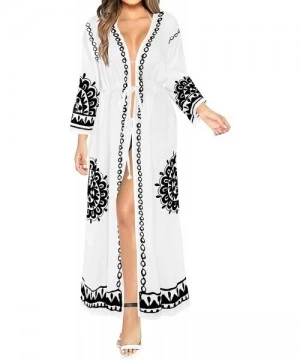 Cover-Ups Bikini Swimwear Swimsuit Beach Cover ups Women Summer Dress Solid - Ghost White_b731 - C218CM2633L