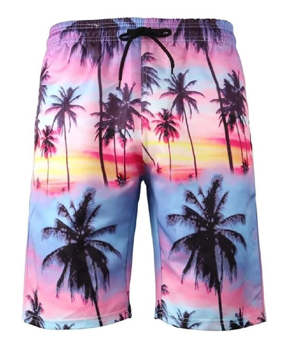 Board Shorts Beach Plus Size Sport Print Beach Shorts Boardshort Swim Trunk - Pink - CJ18RLW4ZLW