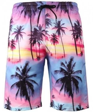 Board Shorts Beach Plus Size Sport Print Beach Shorts Boardshort Swim Trunk - Pink - CJ18RLW4ZLW