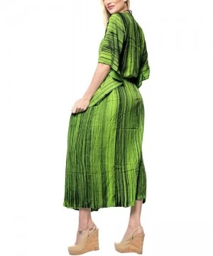 Cover-Ups Women's Maxi Kaftan Cover Ups Beach Evening Party Dress Hand Tie Dye - Green_s953 - CB121U7UN2D