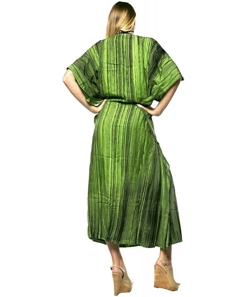 Cover-Ups Women's Maxi Kaftan Cover Ups Beach Evening Party Dress Hand Tie Dye - Green_s953 - CB121U7UN2D