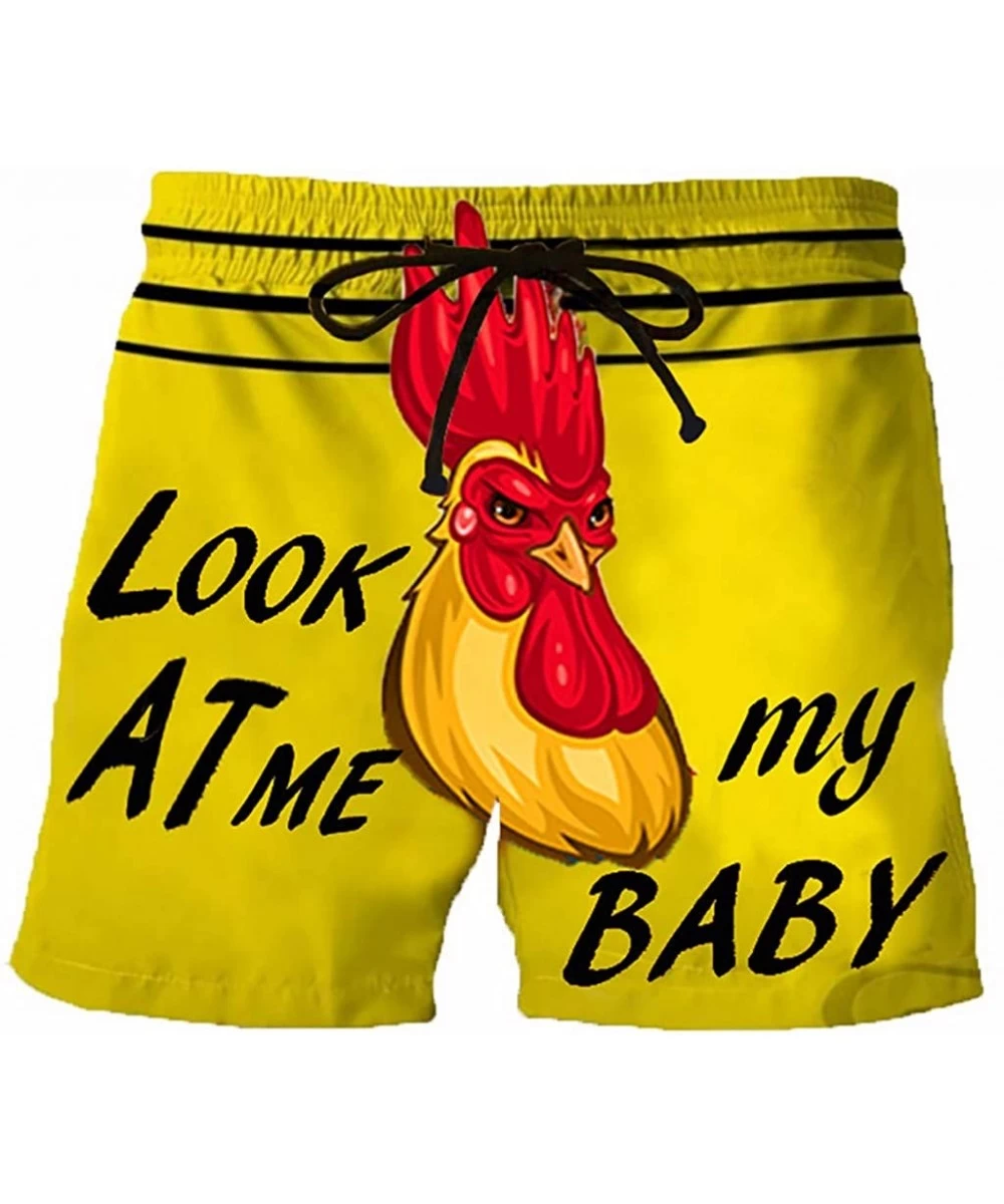 Board Shorts Men's Summer Holiday Drawstring Shorts Casual Cock Printed Beach Pants Swim Trunks-Look at My Pecker-Look at IT ...