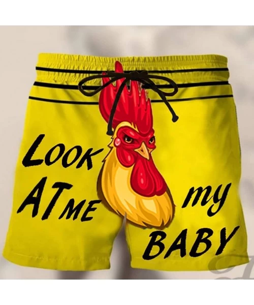 Board Shorts Men's Summer Holiday Drawstring Shorts Casual Cock Printed Beach Pants Swim Trunks-Look at My Pecker-Look at IT ...