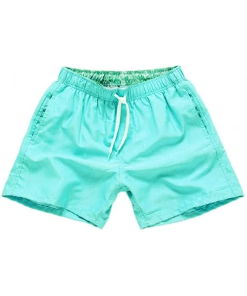 Briefs Men's Beach Swimming Trunks Boxer Brief Swimsuit Swim Underwear Boardshorts Solid Swimwear with Pocket - Mint Green - ...