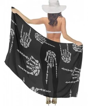 Cover-Ups Women Chiffon Scarf Sunscreen Shawl Wrap Swimsuit Cover Up Beach Sarongs - Heavy Metal Skull Rock Hand - CY19C4ISU27