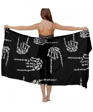 Cover-Ups Women Chiffon Scarf Sunscreen Shawl Wrap Swimsuit Cover Up Beach Sarongs - Heavy Metal Skull Rock Hand - CY19C4ISU27