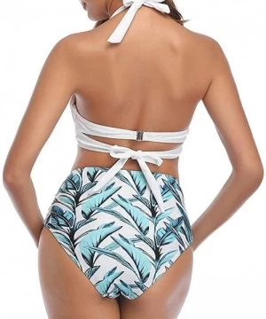 Sets Women High Waisted Bikini Set Halter Two Piece Strappy Swimsuits - White B - CB194XML2AH