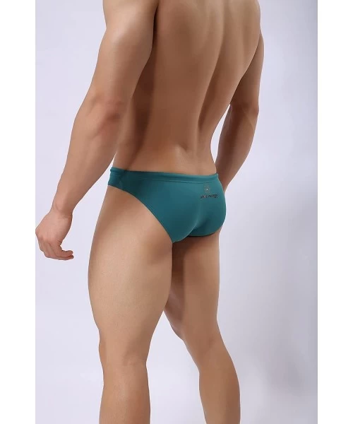 Briefs Men's Fashion Low-rise Swimming Briefs Pure Color Bikini Swimwear (L 30"-35''- Dark green) - CI12NUNVW2O