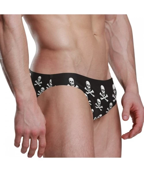 Briefs Men Swimwear Swim Bikini Briefs Barbados Flag Swimsuits Board Surf Shorts Trunks - Pirates Skull Cross Bone - CE18SREX5ME